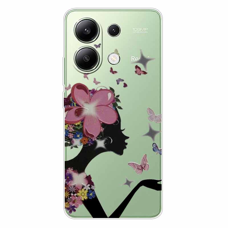 For Xiaomi Redmi Note 13 4G Case TPU Clear Soft Cute Girl Paint Cover For Redmi Note 13 4G Case Note13 Transparent Silicone