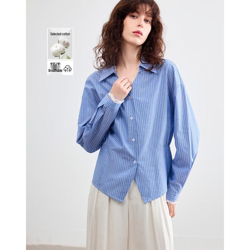Demana Women s French Lace Lapel Slimming Blouse M