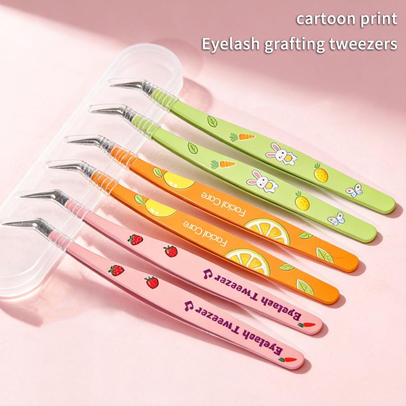 False Eyelash Tweezers Lash Extension Stainless Steel Scrapbook Sticker Tape Picking Straight Head Elbow Tweezers Diy Crafts