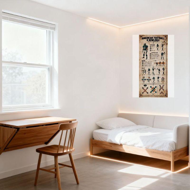 Vintage American Football Knowledge Rules Metal Tin Sign, Formation & Muscles Illustration, Gear & Positions Decor, Retro Educat