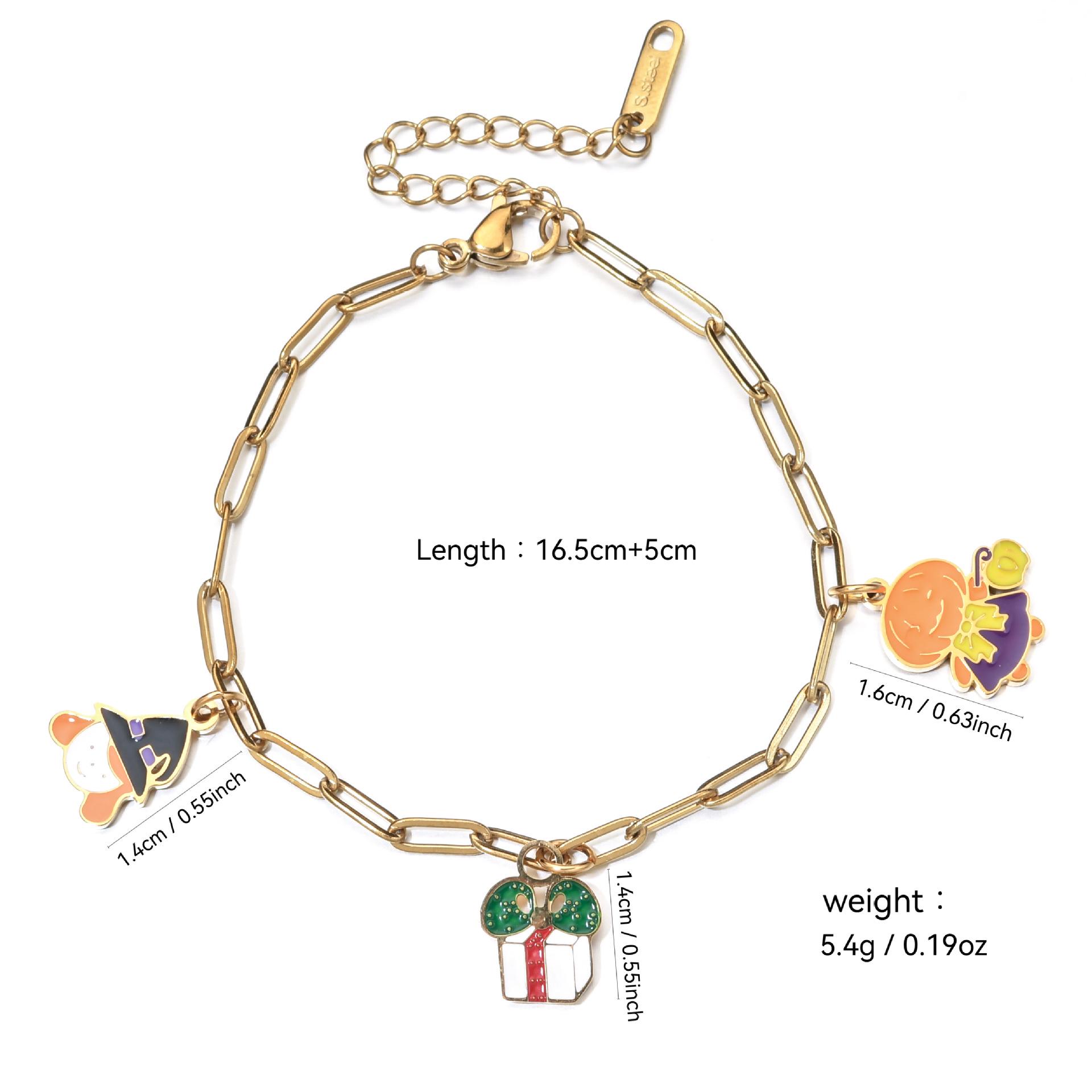 

Подвеска из нержавеющей стали в виде летучей мыши и тыквы на Хэллоуин с браслетом-цепочкой из скрепок со снеговиком на Рождество