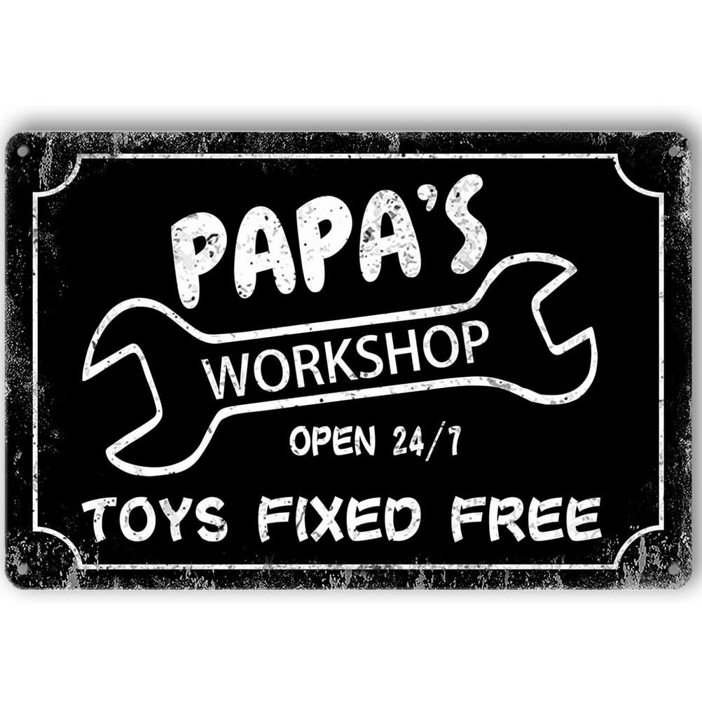Dad's Garage Workshop Repair Shop 24 Hours Service Vintage Metal Tin Signs Retro Iron Picture Bar Cafe Garage Gym Pub Decor