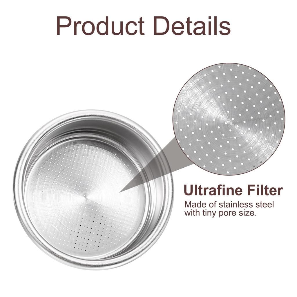 Uxcell 1pc 54mm Coffee Filter Basket, 2-Cup Stainless Steel Reusable Espresso Coffee Machine Bowl Basket Replacement