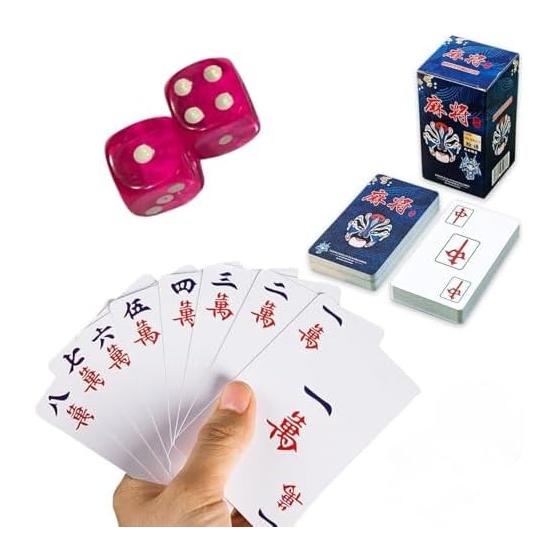 Mahjong Card Game, Playing Card Style, Mahjong Tile Cards, Portable Mahjong, Compact, For Travel, Easy to Carry, Beginner, Family Game, Durable