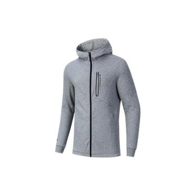 Logo Print Muster Reißverschluss Kapuze Fleecejacke Herren Jacken Grau Gemustert-Grau 952247706-1