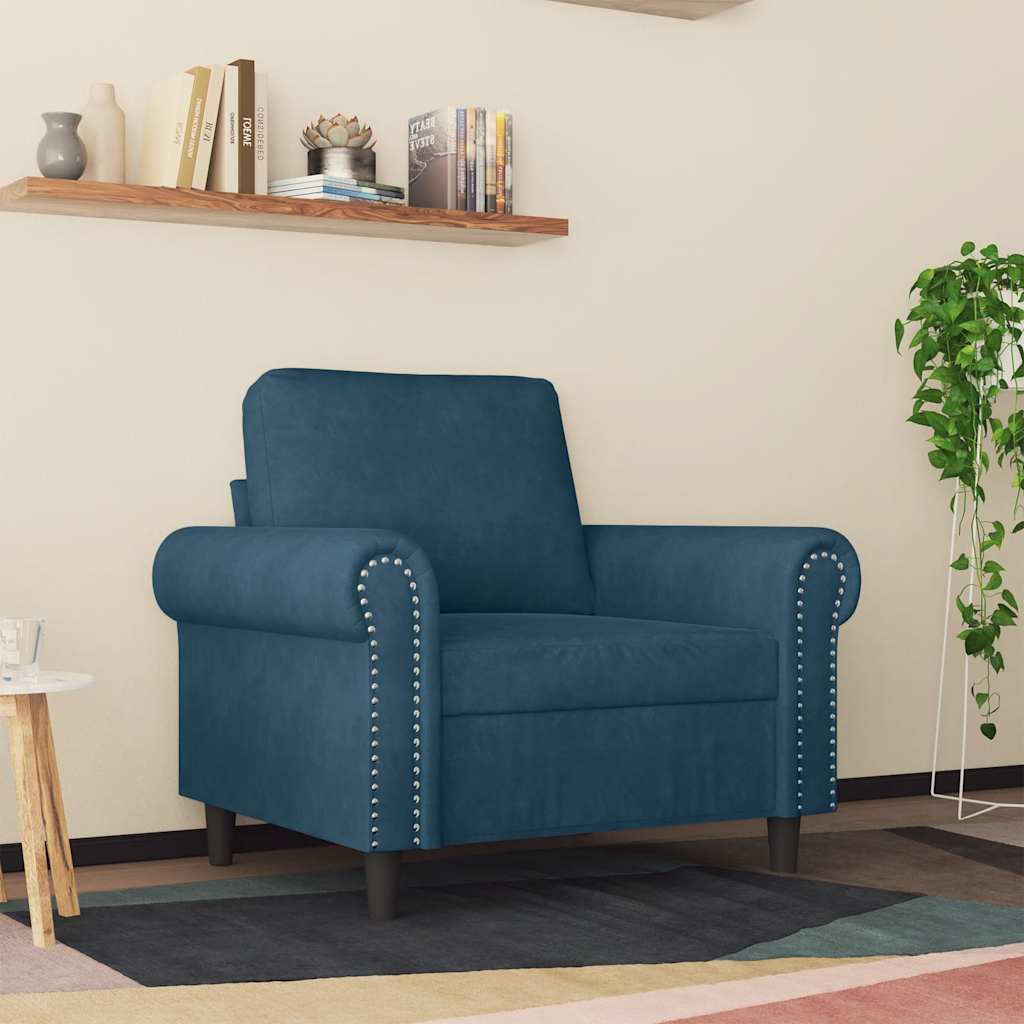 Armchair Blue 60 Cm Velvet