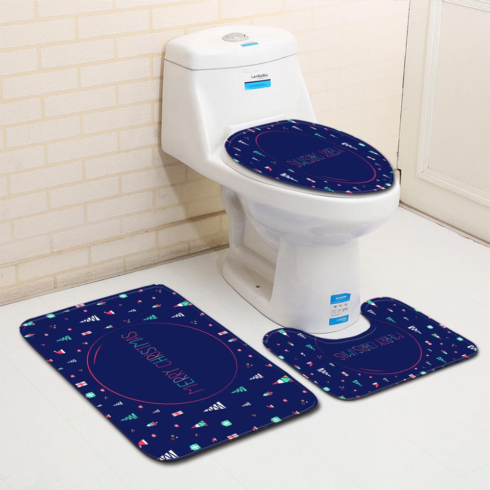 Christmas Bathroom Floor Mat Toilet Three-Piece Set