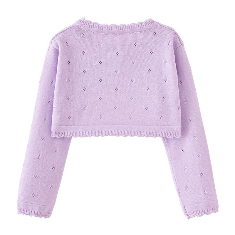 Bowknot Girls Knitted Cardigan Jacket Small and Medium Children's Sweater Thin Jacket