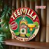 Vintage Tequila Aluminium Metallschild Rund 20 cm 2D Kunst Hausbar Man Cave Garage Wanddekor