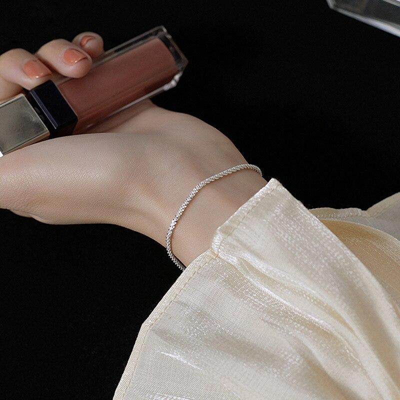 925 Sterling Silver Chain Bracelet For Women Fashion Adjustable Bracelet Minimalist Jewelry Gifts Wholesale S -B446