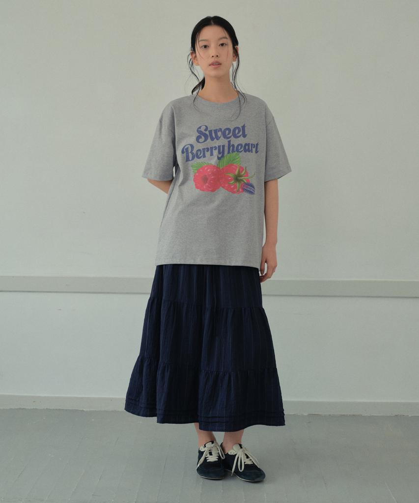 Wednesday Oasis For Woman Sweet Berry Heart Short Sleeve T-Shirt_Melange Gray(Wb6Tp28)
