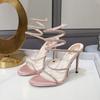 Fashion 2025 Summer Luxurious Sexy Women's Crystal Sandals Fashion Snake Wrap Rhinestone High Heel Sandals Party Wedding Shoes