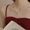Female Double Layered Pearl Water Droplet Collarbone Necklace