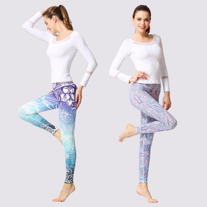 New digital printing yoga pants women's outdoor fitness pants tight dance pants