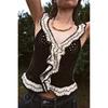 Spring New Cut Out Vest Camisole Laminated Jacquard Sleeveless Black and White French Knitting Tops 3991103