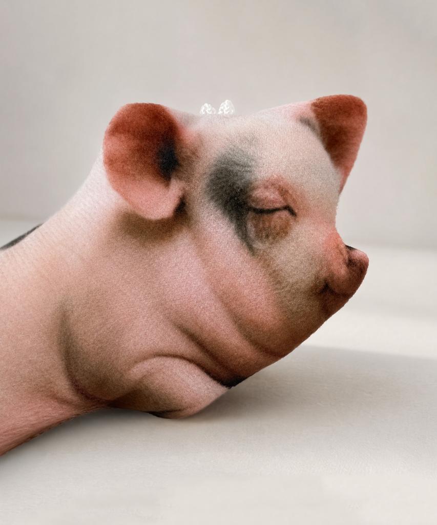 DEDERIT Funny Animal Real Pig Doll Keyring Bag