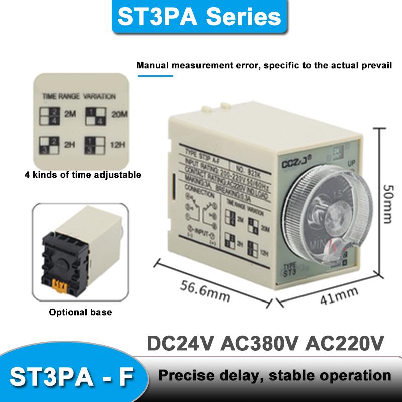ST3PA A-A/B/C/D/E/F/G Series Time Relay / Timer  (AC 220V 110V DC 24V 12V alternative) Power On Time Delay With Base Socket
