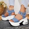 Women's Retro Sneakers Fringed Open Toe Wedge Platform Sandals