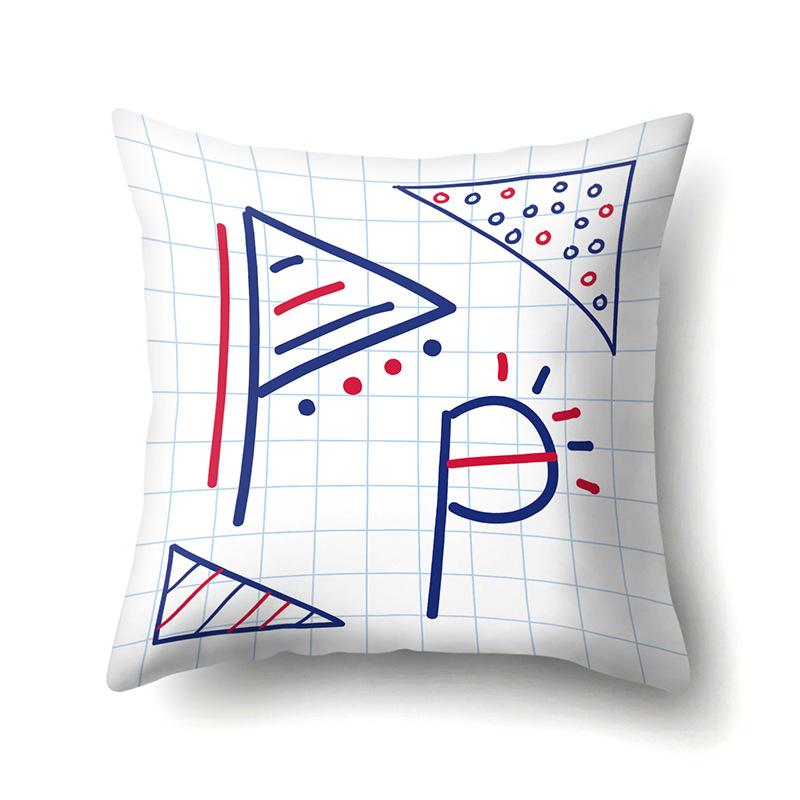 Polyester Pillow Case Decoration Home 26 English Letter Printing Pillow Case British Style Bedside Cushion Cover