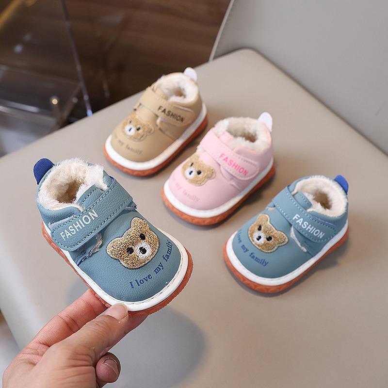Scarpine da Neonato Squeaky con Fodera in Pile, Stivali Invernali per Bambini e Bambine, Scarpe Morbide per i Primi Passi 0-2 Anni, Grafica a Cartoni Animati