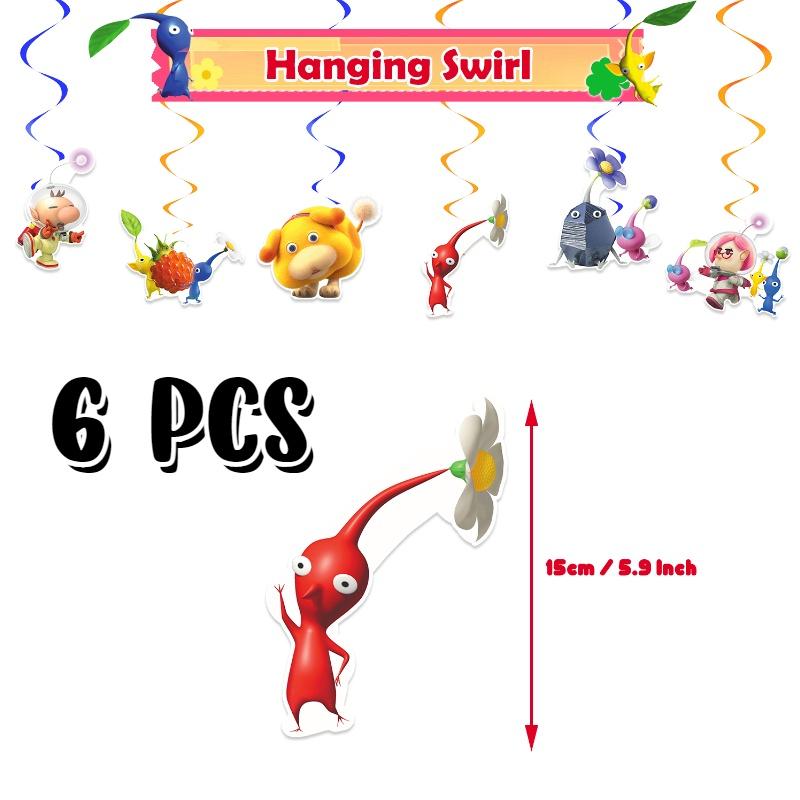 Pikmin-4 Geburtstagsparty-Dekorationsset: Papiergirlande, Luftballons, Tortenaufsatz, Cupcake-Aufsatz und mehr!