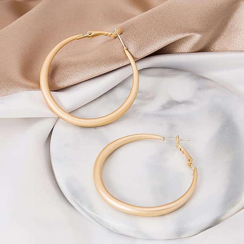 

Silver Needle Hoop Earrings, Earrings Chain, Matte Gold, Simple Round gold