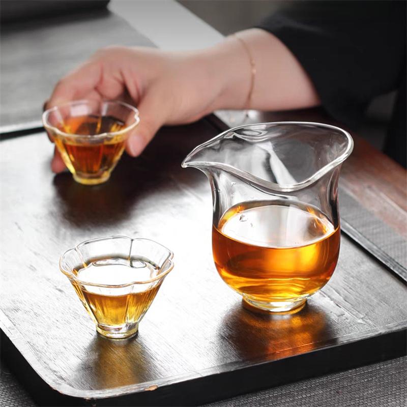 Anti Scalding Flaring Glass Fair Cup Tea Pitcher Thickened Heat-resistant Kung Fu Tea Fair Mug Chahai Chinese Tea Set Accessorie