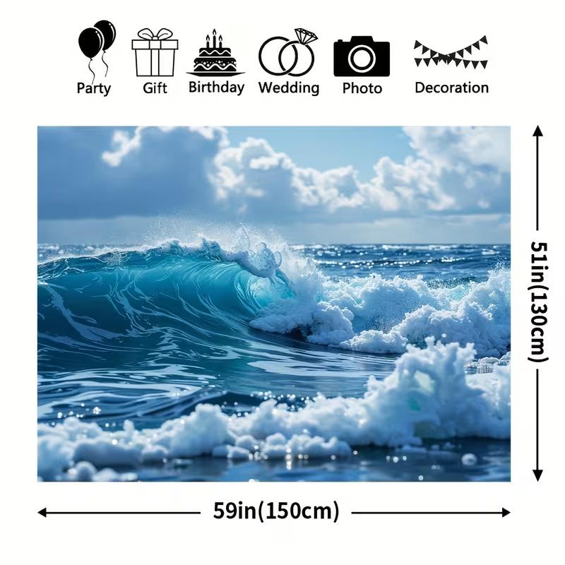 2D Ocean Wave Backdrop for Beach Themed Parties, Photoshoots and Videos