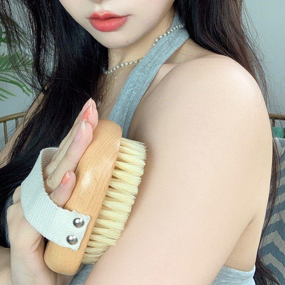 Soft Hair Swine Bristle Bath Brush Portable Shower Brush New Bamboo Bath Brush