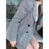 50% Off Miss Biggie European and American Plus Size Slimming Loose Retro Houndstooth Double Breasted Blazer Top
