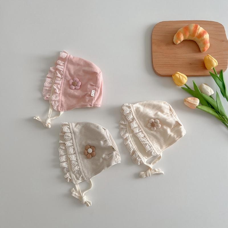 Baby Spetsmössa i Vintagestil med Blom-/Kaninmönster Stilfull Babyhatt med Justerbart Band Lämplig för Pojkar & Flickor