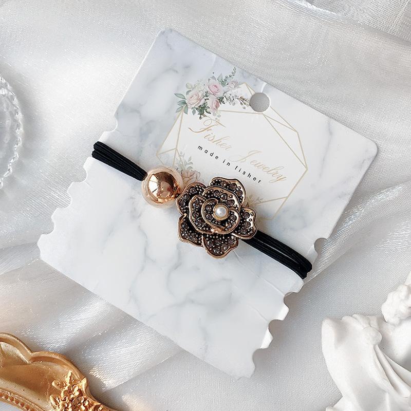 Korean Elegant Rhinestone Flower Scrunchies Women Girls Elastic Hair Rubber Bands Accessories Tie Hair Ring Rope Headwear