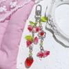 Cute Strawberry Flower Accessory Keychain Multi Purpose Decoration Vintage Acrylic Keyring Accessory For Personal Items