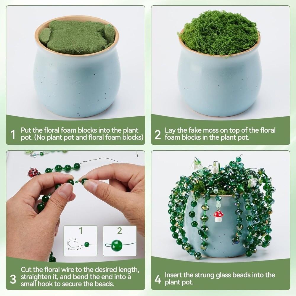 Crystal Leaf Pieces Beaded Plant Kit with Plant Pots Beads Plant Craft  for Plant Lovers