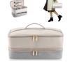 Travel Toiletry Bag for Blow Dryer Portable Cosmetic Organizer Dual Layer Beauty Tool Storage PU Material Stylish Carry Pouch