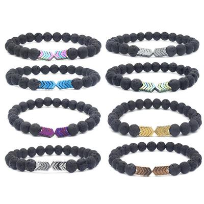 Volcanic Stone Magnetite Lava Bracelet with Colorful Electroplating