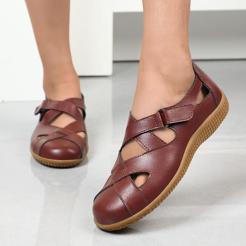 Summer Women's Hollow-out Velcro Plus Size Closed-toe Sandals