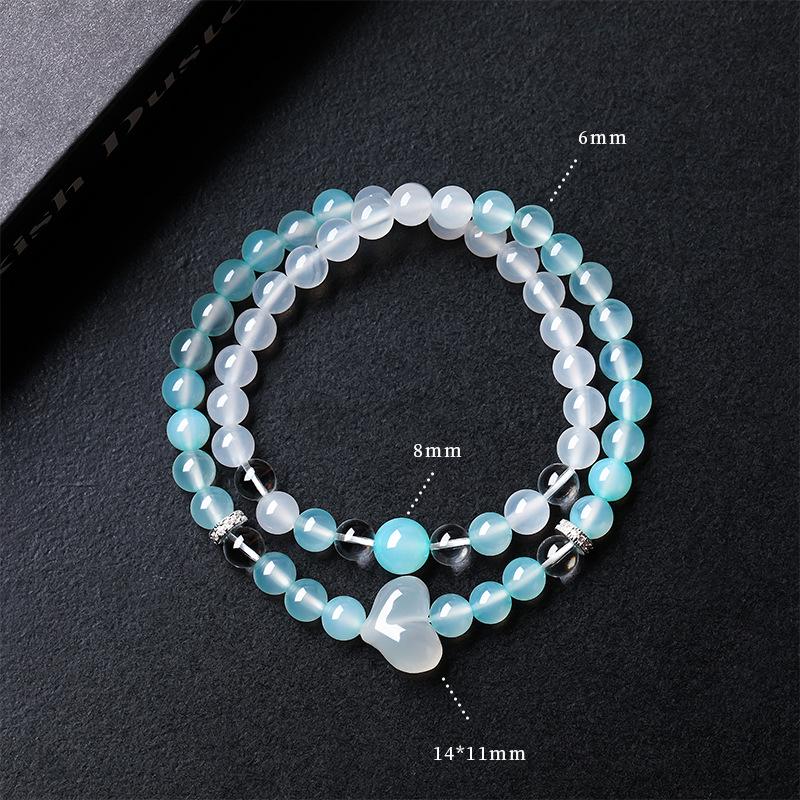 Aquamarine & White Crystal Beaded Bracelet: Fairy Summer Style for Girls, Sweet & Simple Fashion Hand Jewelry with a High-End Feel