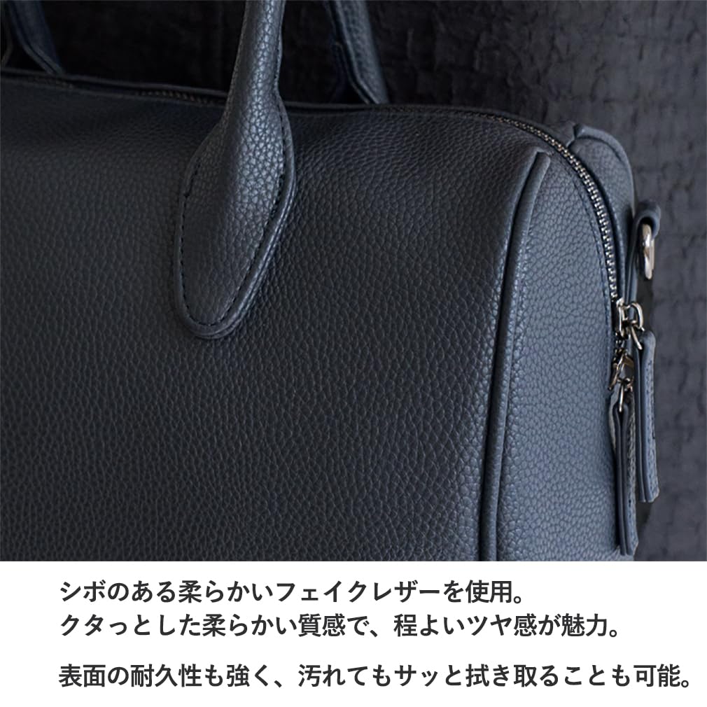 VITAFELICE Women's Striped 2-Way Mini Boston Shoulder Bag (inb-10070p) (Black)