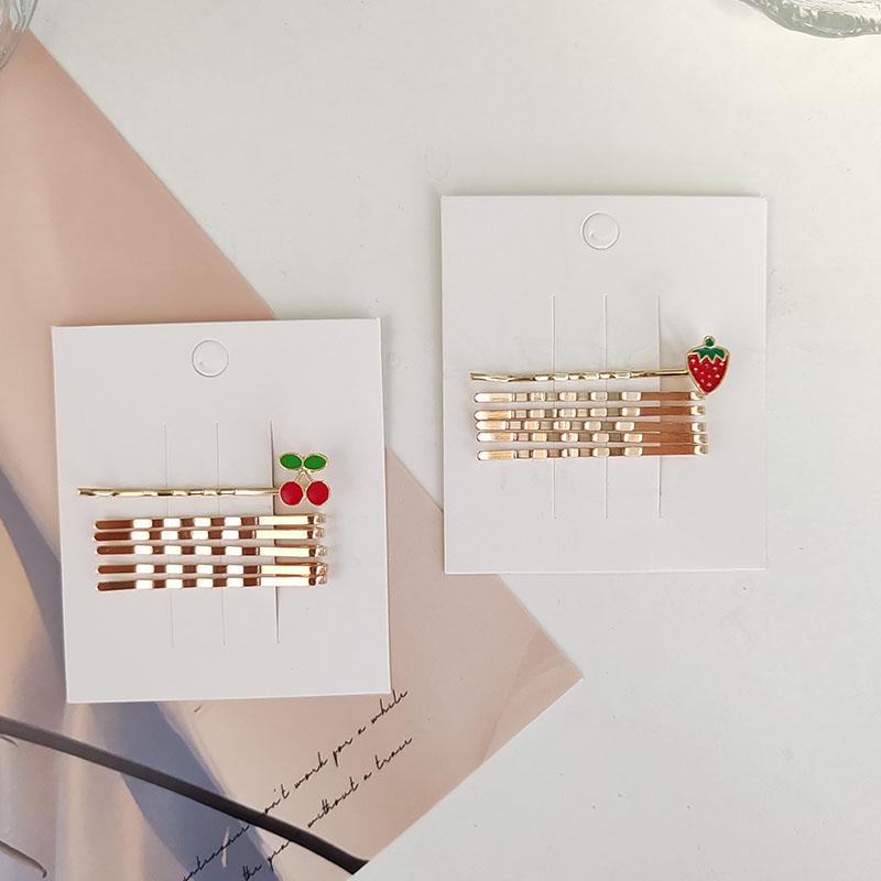 6 szt. Urocze spinki do włosów ze stopu w kształcie owoców wiśni i truskawek, klipsy boczne, wsuwki dla dziewczynek, kobiet, dziecka, akcesoria do włosów na imprezę, opaska