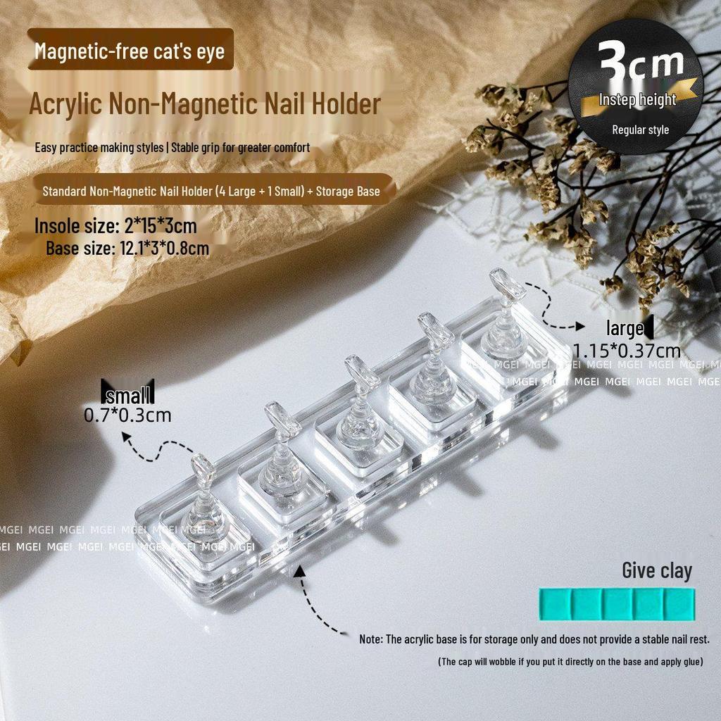 Non-Magnetic Nail Art Finger Cots: Cat Eye Acrylic Practice Base & Wearable Nail Pattern Stand