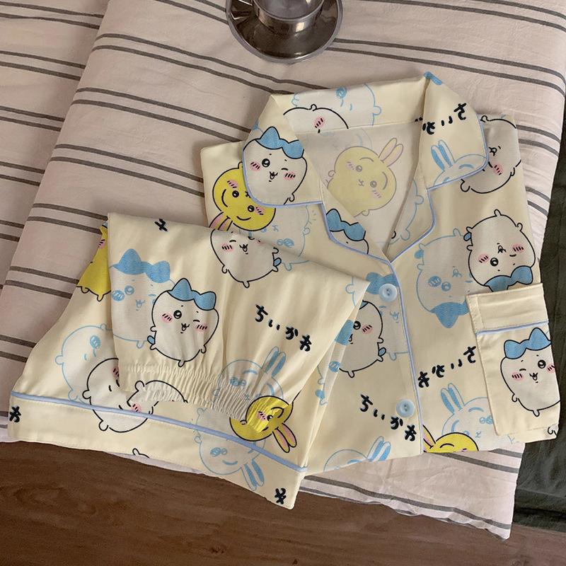 Damen Pyjama-Set im koreanischen Stil mit Cartoon-Polka-Dots – Kurzarm und Shorts, leichte Sommer-Homewear