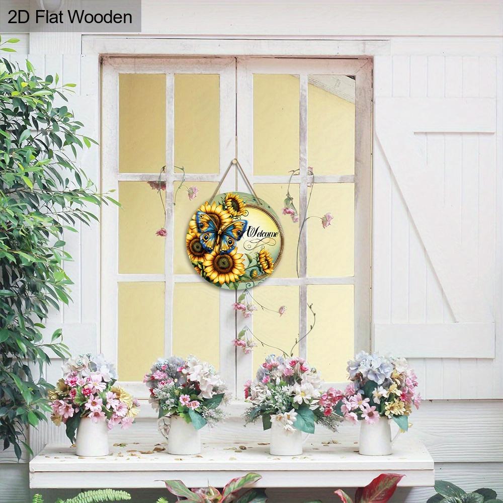 Rustic Wooden Welcome Sign with Sunflowers & Butterfly Pattern - Charming Decorative Hanging Plaque - Ideal Gift for Friend, Family