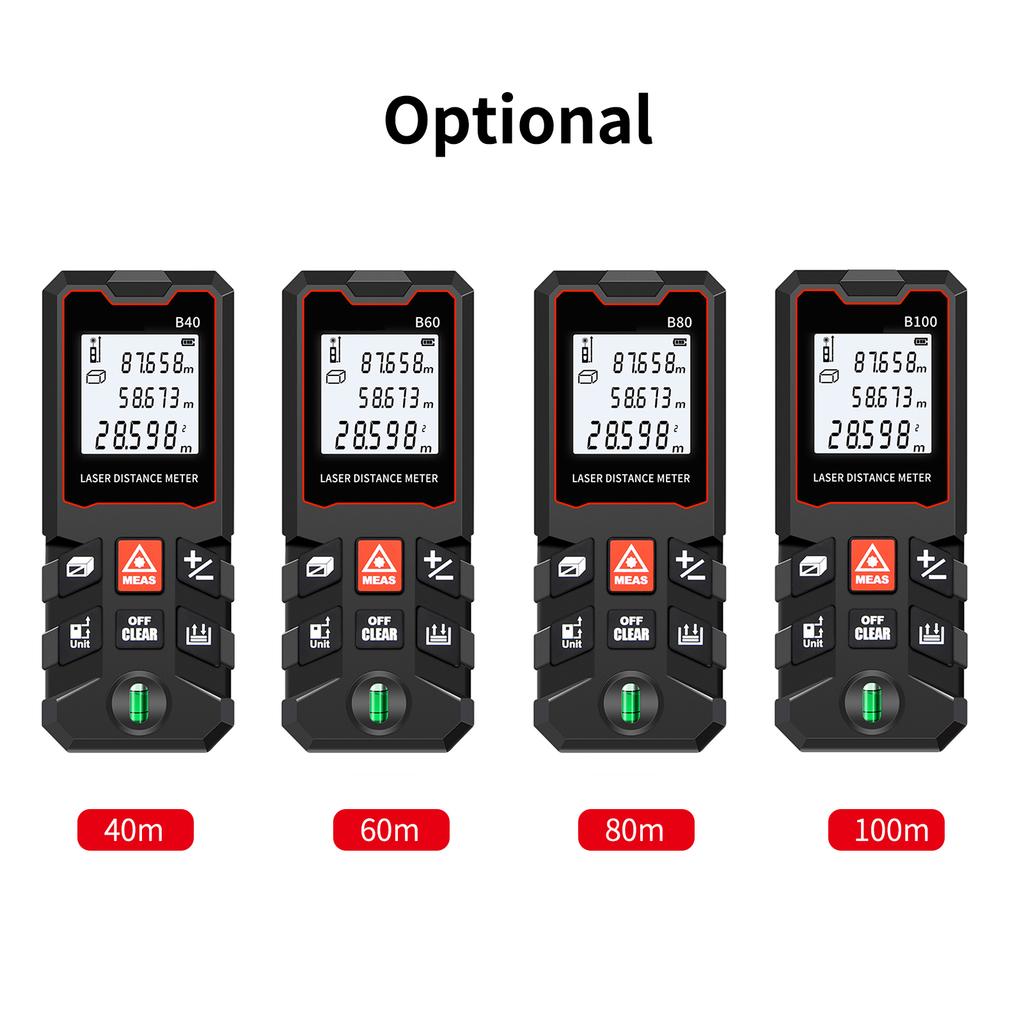 40m Msure LCD Digital Distance Meter with Bubble Range Finder Distance/ Ar/ Volume/ Pythagorn Msuring Tool Unit ing