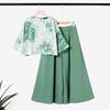 ZANZEA Women Print 3/4 Sleeve Blouse and Wide Leg Pants Casual Two Piece Suit Sets
