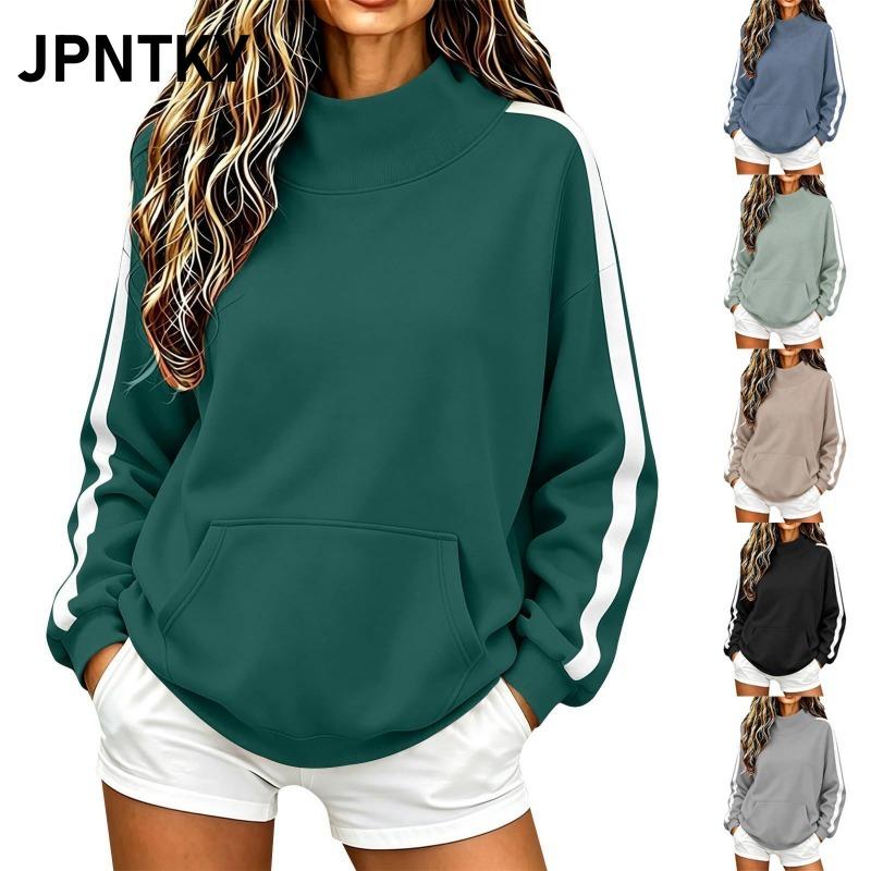 JPNTKY Women's Long Sleeve High Neck Fashion Casual Autumn Winter Hoodie
