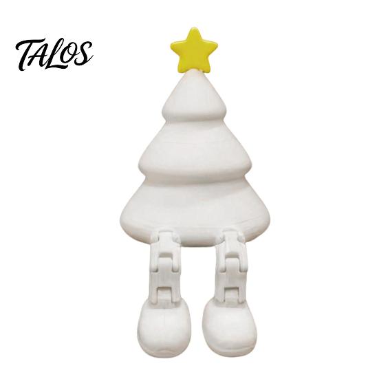 PLA Tree Ornament Christmas Figurine with Articulated Legs, 3D Printed Xmas Holiday Statue, Mini Desk Decoration for Home Office Shelf Green Decor