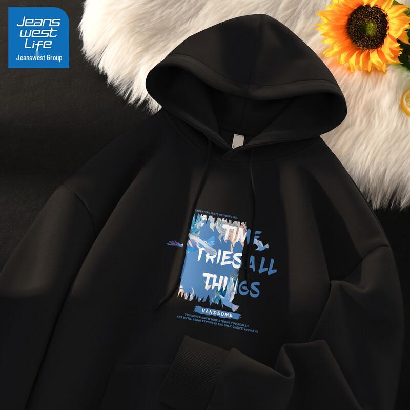 JEANSWEST LIFE Herren Locker Geschnittenes Kapuzen-Pullover-Sweatshirt