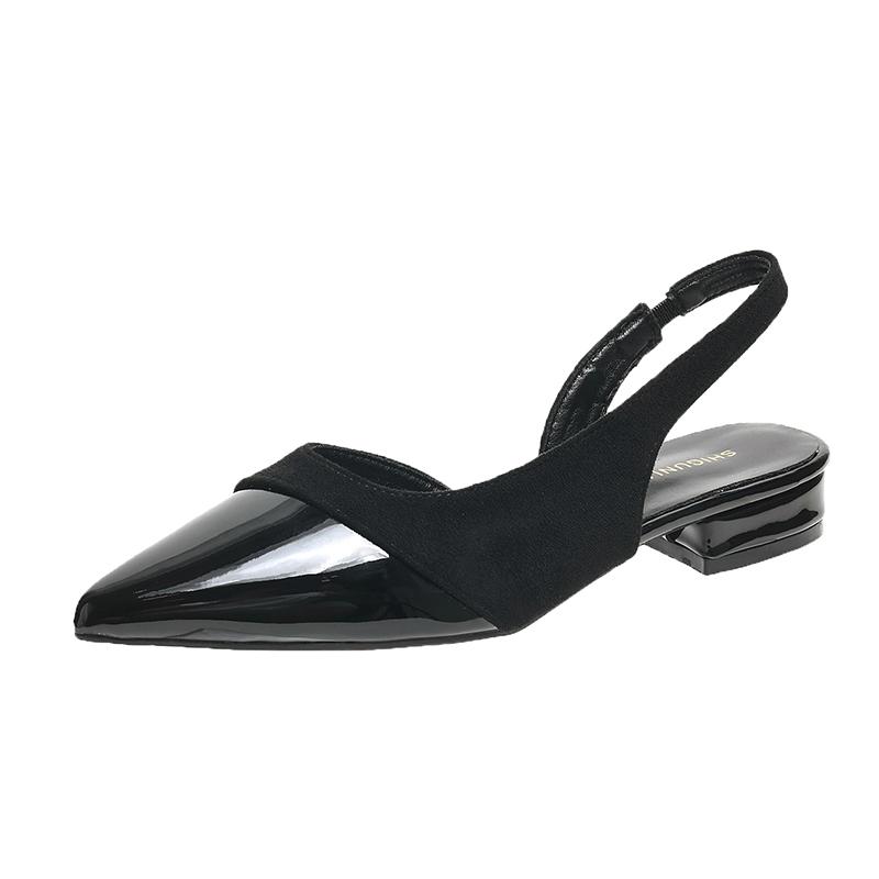 

Fashion 2025 New Elegant Female Pointed High-heeled Sandals Spring and Summer Sexy Luxury Designer Fashion Shallow Baotou Sandals 42 чёрный
