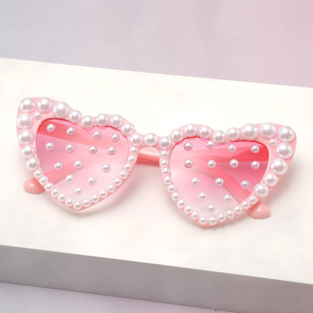 Fashion Sunglasses Fashionable Love Pearl Sunglasses Heart Shaped Sunglasses Anti-Ultraviolet For Party Cycling Outdoor Sports